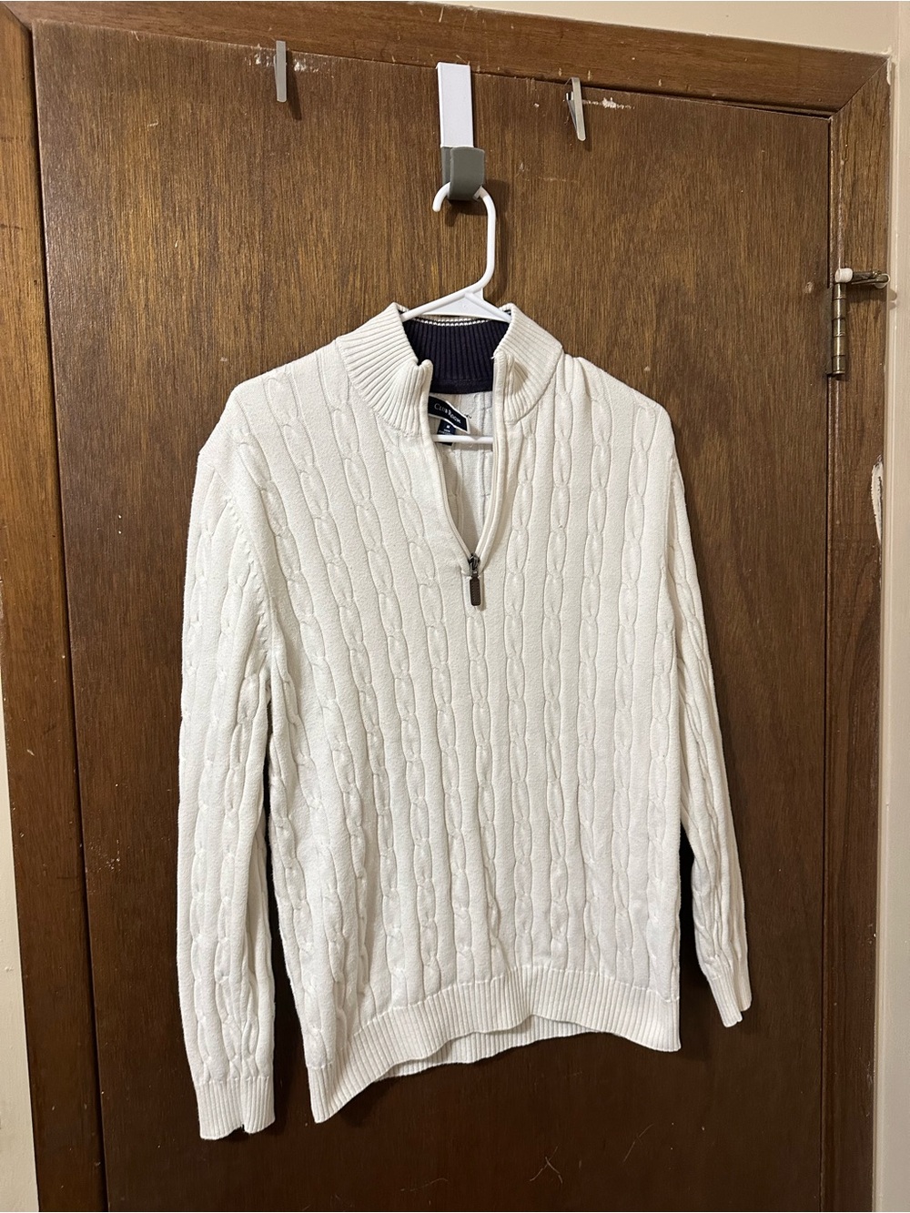 Club Room Cream Cable-Knit Quarter-Zip Sweater